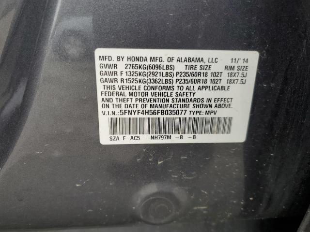 2015 HONDA PILOT EXL 5FNYF4H56FB035077