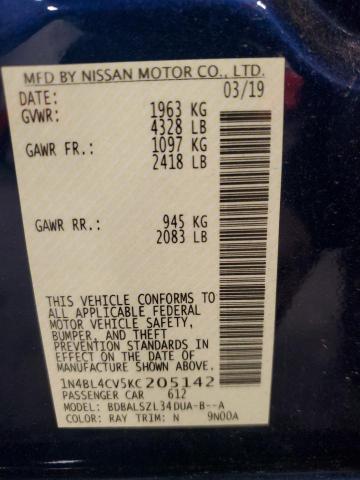 2019 NISSAN ALTIMA SR - 1N4BL4CV5KC205142