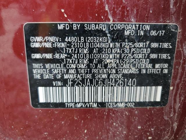 2018 SUBARU FORESTER 2 JF2SJAJC6JH426140
