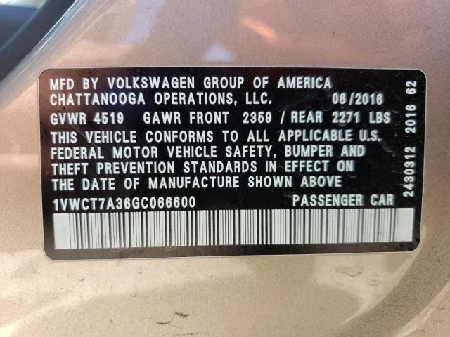 2016 VOLKSWAGEN PASSAT SEL 1VWCT7A36GC066600