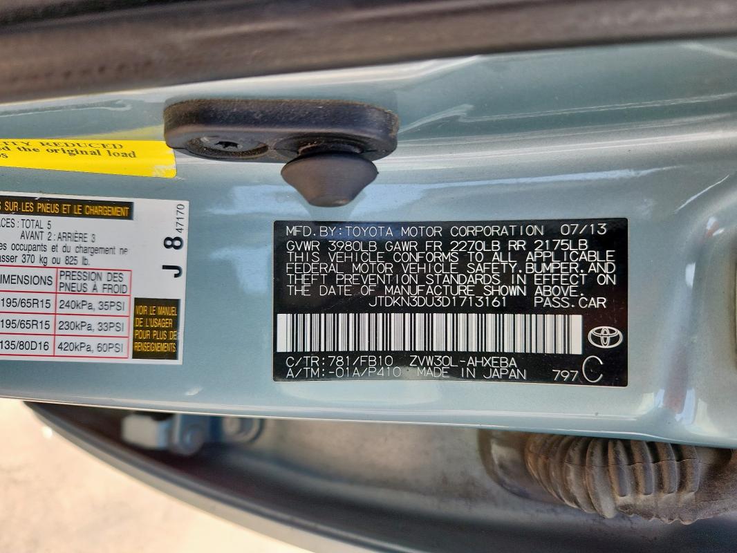 2013 TOYOTA PRIUS - JTDKN3DU3D1713161