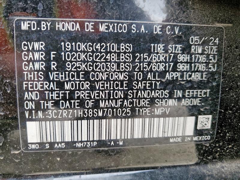 2025 HONDA HR-V LX 3CZRZ1H38SM701025