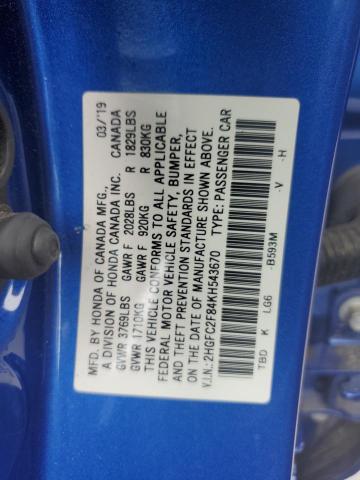 2019 HONDA CIVIC SPOR - 2HGFC2F84KH543670