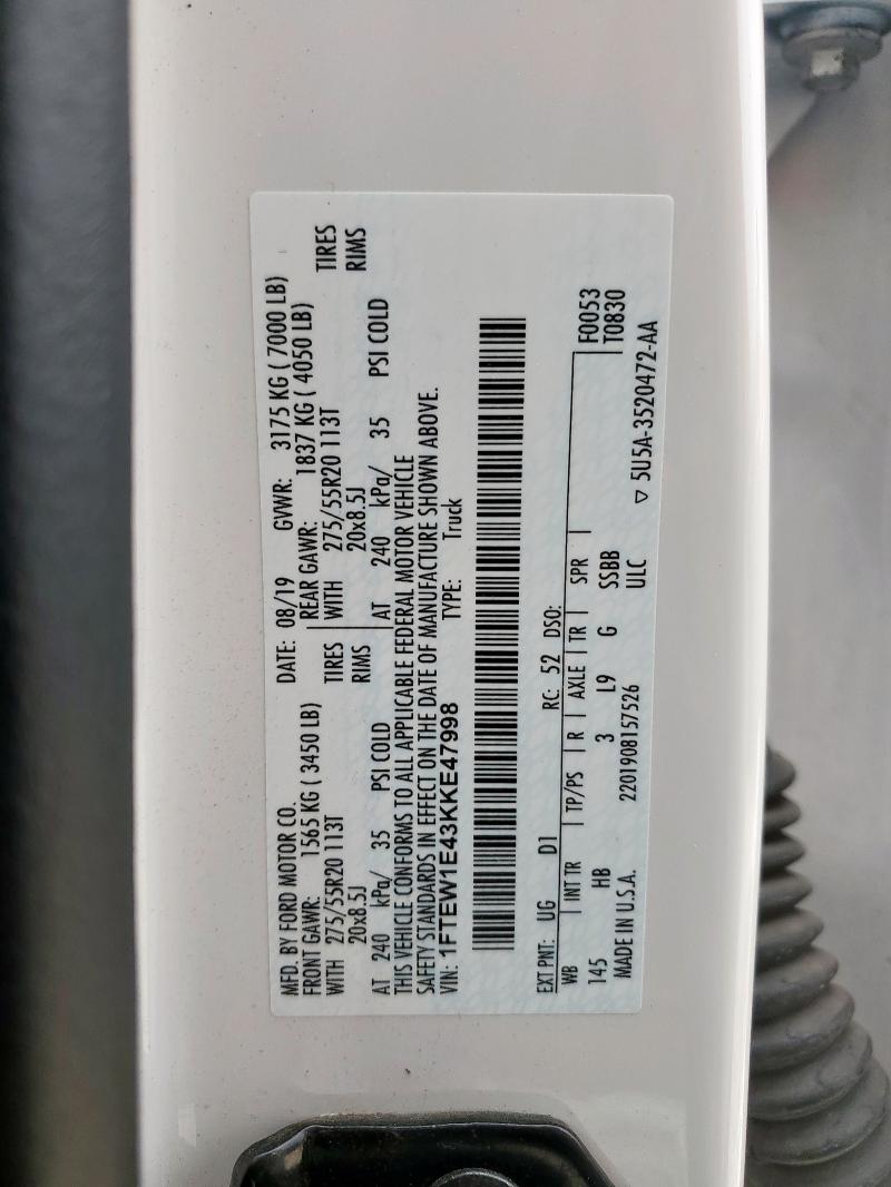 2019 FORD F150 SUPER #3168390060