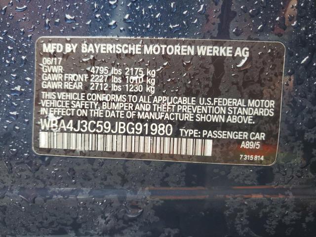 2018 BMW 430XI GRAN WBA4J3C59JBG91980