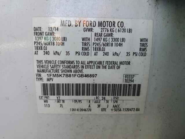 2015 FORD EXPLORER 1FM5K7B81FGB46897