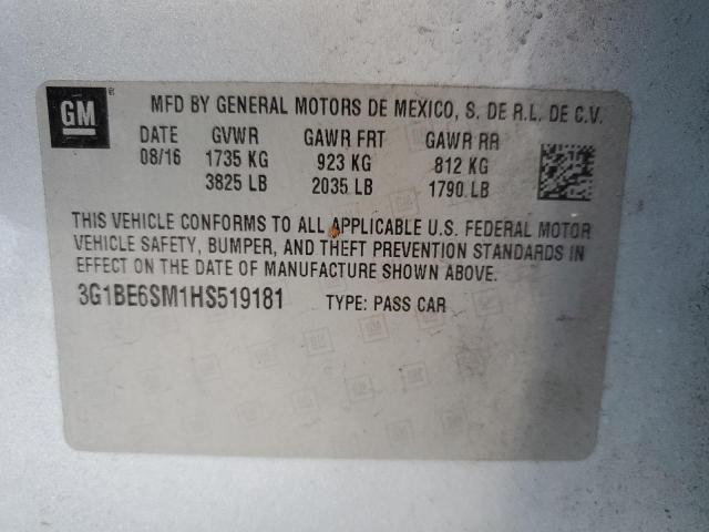 2017 CHEVROLET CRUZE LT - 3G1BE6SM1HS519181