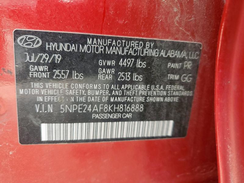 2019 HYUNDAI SONATA SE 5NPE24AF8KH816888