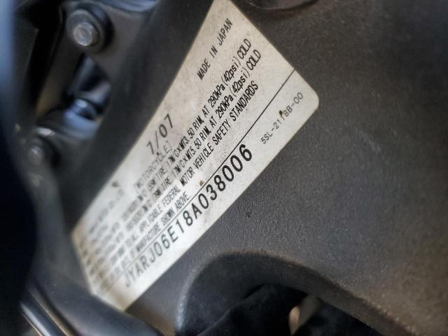 2008 YAMAHA YZFR6 S JYARJ06E18A038006