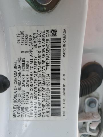 2019 HONDA CIVIC SPOR - 2HGFC2F82KH597324