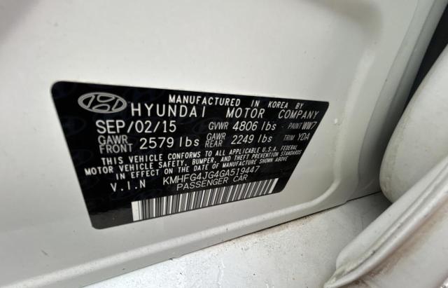 2016 HYUNDAI AZERA KMHFG4JG4GA519447
