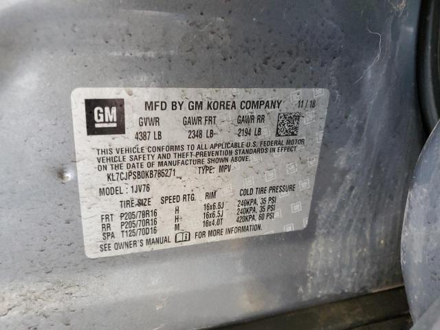 KL7CJPSB0KB785271 2019 CHEVROLET TRAX