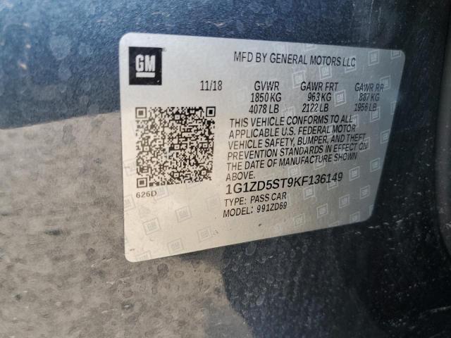 2019 CHEVROLET MALIBU LT - 1G1ZD5ST9KF136149
