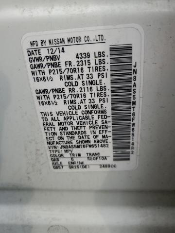 2015 NISSAN ROGUE SELE JN8AS5MT6FW651482
