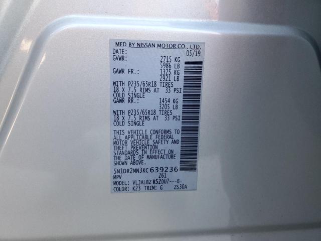 2019 NISSAN PATHFINDER - 5N1DR2MN3KC639236