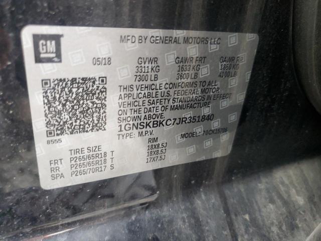 2018 CHEVROLET TAHOE K150 1GNSKBKC7JR351840