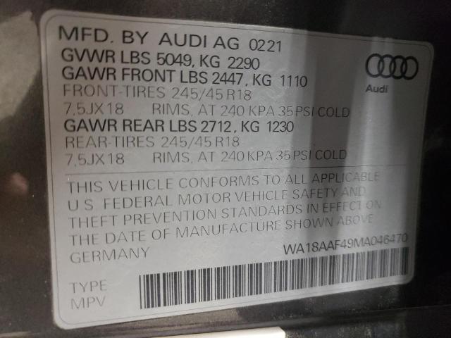 2021 AUDI A4 ALLROAD WA18AAF49MA046470