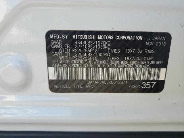 2019 MITSUBISHI OUTLANDER JA4AR3AU8KU013971