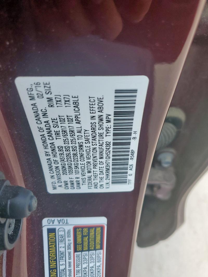 2016 HONDA CR-V EXL - 2HKRM3H71GH524382