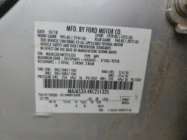 2019 FORD ECOSPORT S MAJ6S3JL4KC251335
