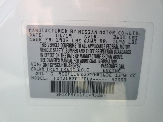 2019 NISSAN KICKS S - 3N1CP5CU1KL495287