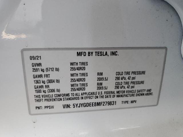 2021 TESLA MODEL Y - 5YJYGDEE8MF279831