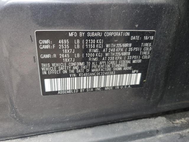 2019 SUBARU OUTBACK 4S4BSANC0K3240383