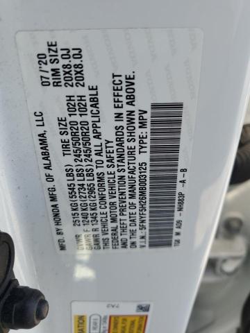2021 HONDA PILOT SE 5FNYF5H26MB003125