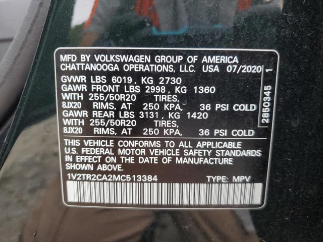 2021 VOLKSWAGEN ATLAS SEL 1V2TR2CA2MC513384