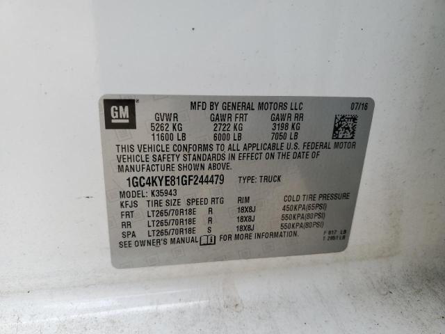 2016 CHEVROLET SILVERADO - 1GC4KYE81GF244479
