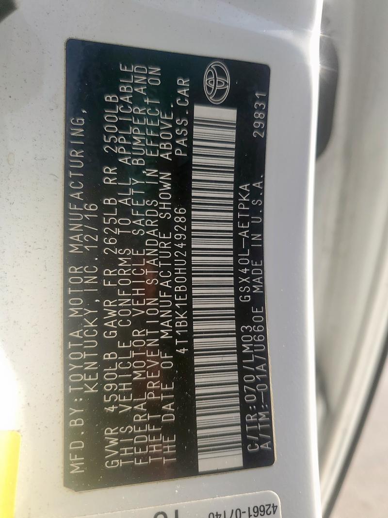2017 TOYOTA AVALON XLE - 4T1BK1EB0HU249286