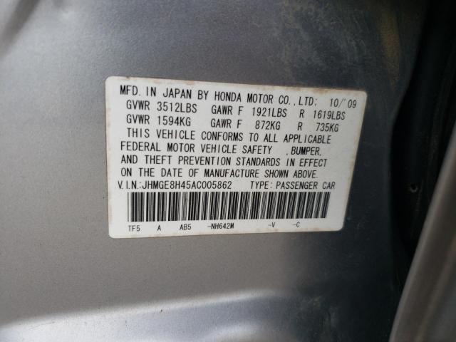 2010 HONDA FIT SPORT - JHMGE8H45AC005862