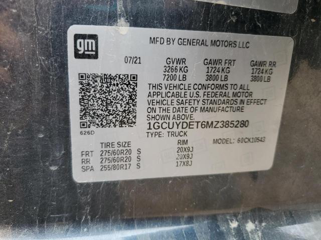 2021 CHEVROLET SILVERADO - 1GCUYDET6MZ385280