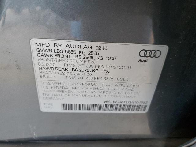 2016 AUDI Q5 PRESTIG WA1W7AFP0GA104583