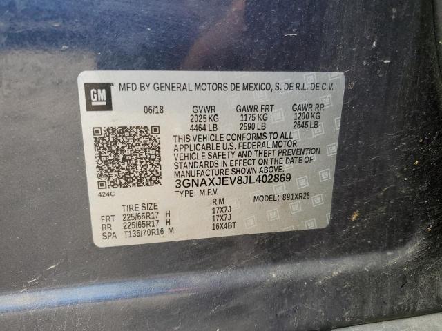 2018 CHEVROLET EQUINOX LT - 3GNAXJEV8JL402869