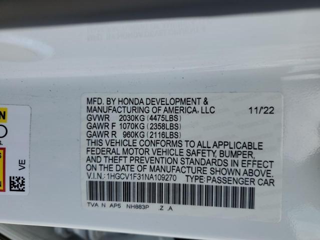 2022 HONDA ACCORD SPO - 1HGCV1F31NA109270