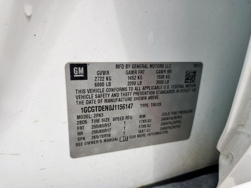2018 CHEVROLET COLORADO Z - 1GCGTDEN0J1156147