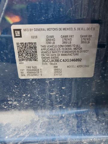 2018 CHEVROLET SILVERADO - 3GCUKREC4JG346892