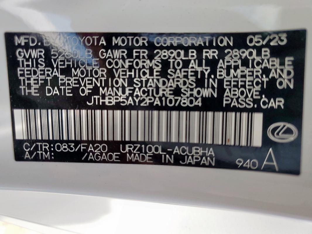 2023 LEXUS LC 500 JTHBP5AY2PA107804