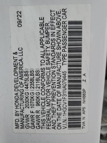 2022 HONDA ACCORD SPO - 1HGCV1F31NA079445