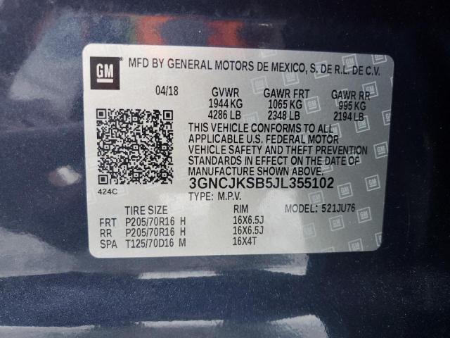 2018 CHEVROLET TRAX LS 3GNCJKSB5JL355102