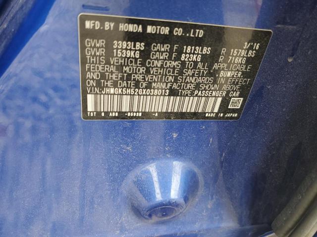 2016 HONDA FIT LX - JHMGK5H52GX038013