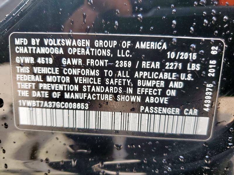 2016 VOLKSWAGEN PASSAT SE - 1VWBT7A37GC008653