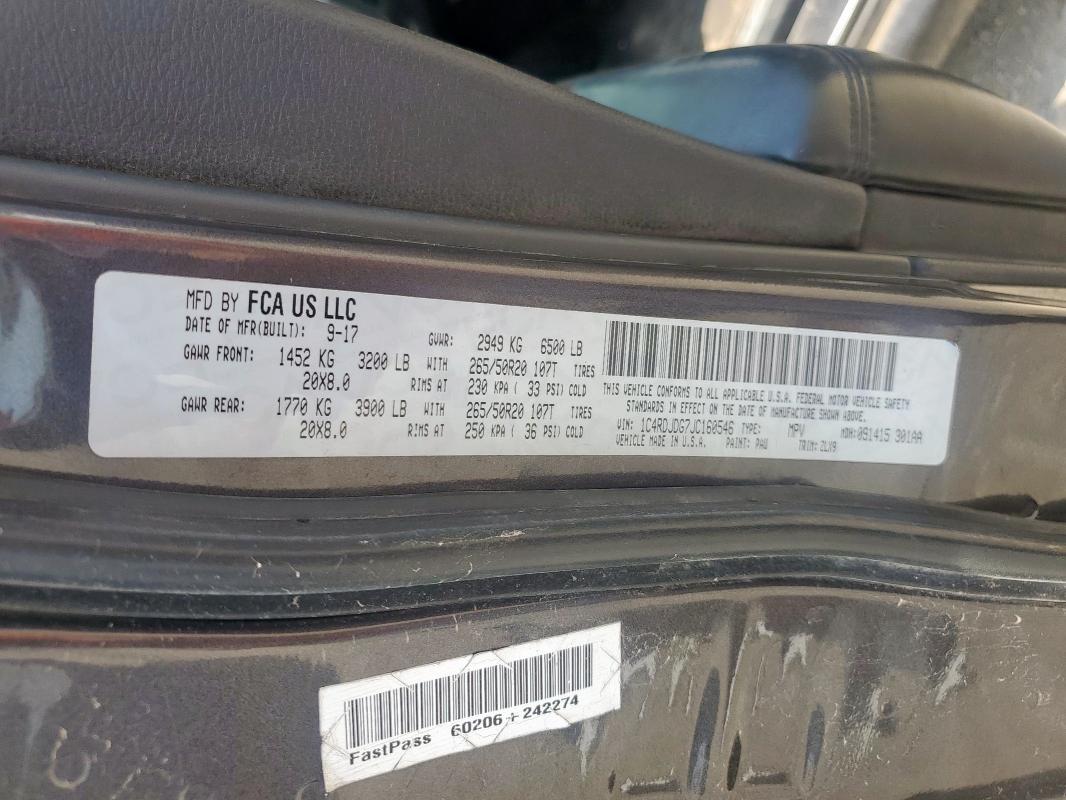 2018 DODGE DURANGO GT 1C4RDJDG7JC160546
