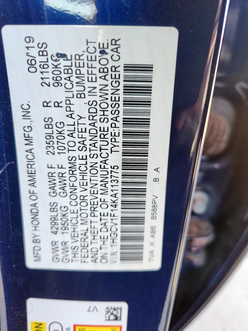 2019 HONDA ACCORD LX - 1HGCV1F14KA113775