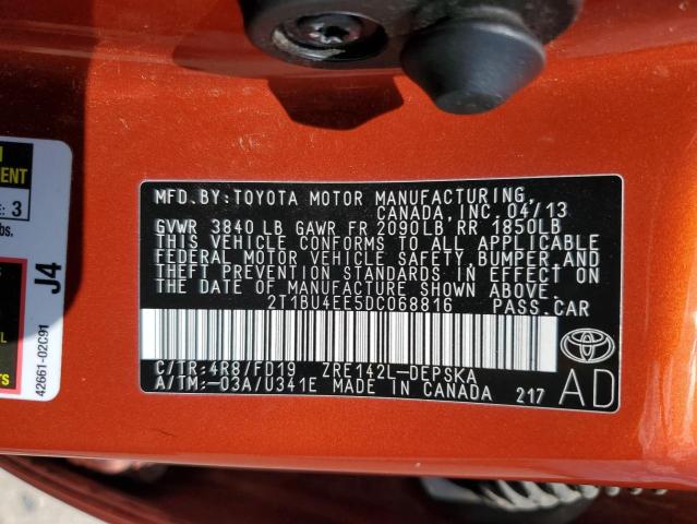 2013 TOYOTA COROLLA BA #3217132439