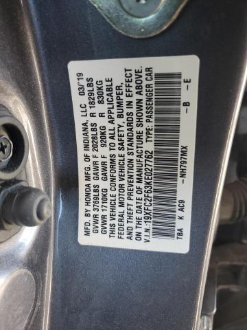 2019 HONDA CIVIC LX - 19XFC2F63KE027762