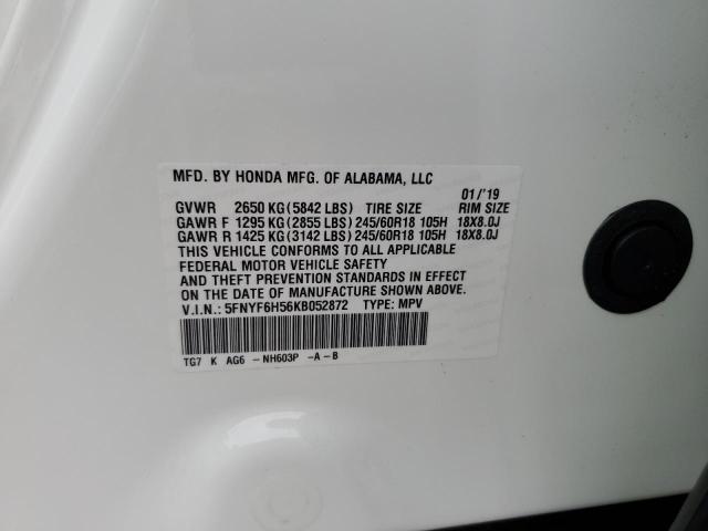 2019 HONDA PILOT EXL 5FNYF6H56KB052872