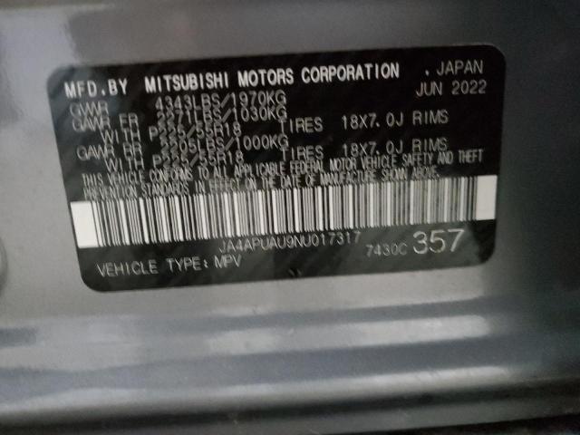 2022 MITSUBISHI OUTLANDER JA4APUAU9NU017317