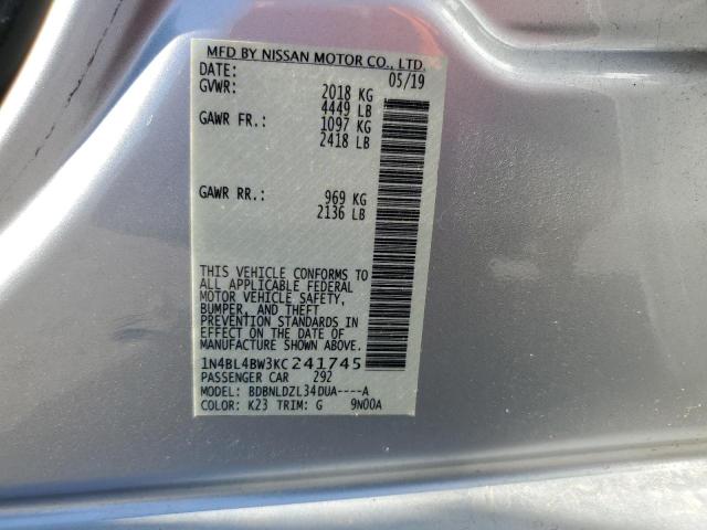 2019 NISSAN ALTIMA S - 1N4BL4BW3KC241745